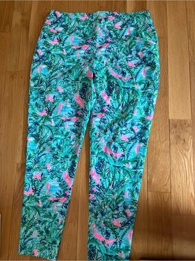 Lilly Pulitzer Turquoise, Pink & Green Tropical Print Leggings